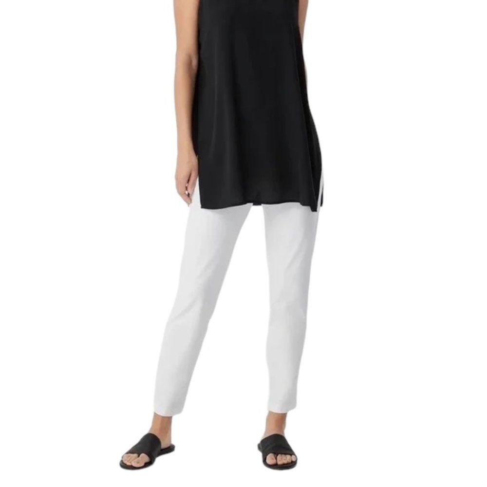 NWT Eileen Fisher Off-White Slim Ankle Pant Washable Stretch Crepe XS